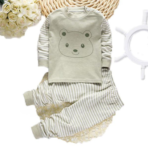 Cute Animal Print Stripe Infant Set