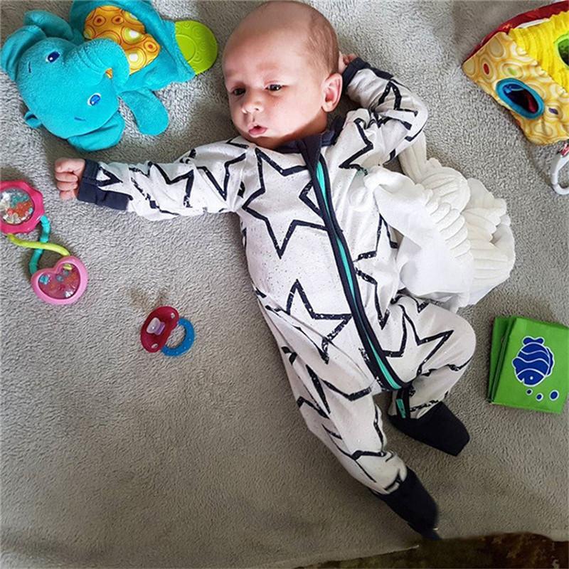 Printed Zipper Up Infant Rompers