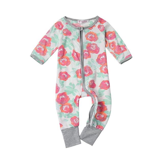 Printed Zipper Up Infant Rompers