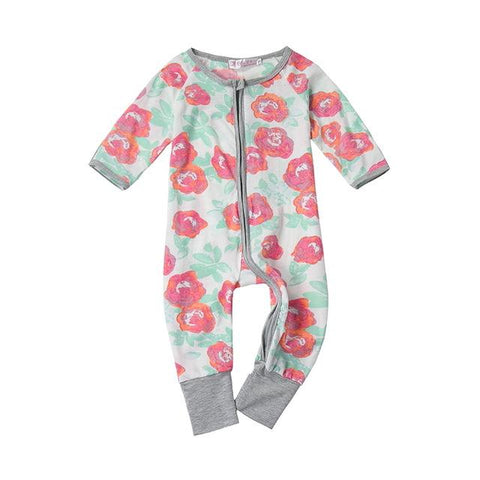 Printed Zipper Up Infant Rompers