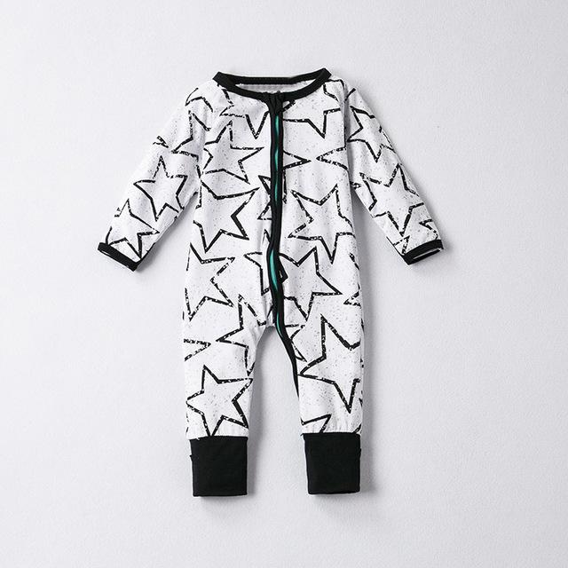 Printed Zipper Up Infant Rompers