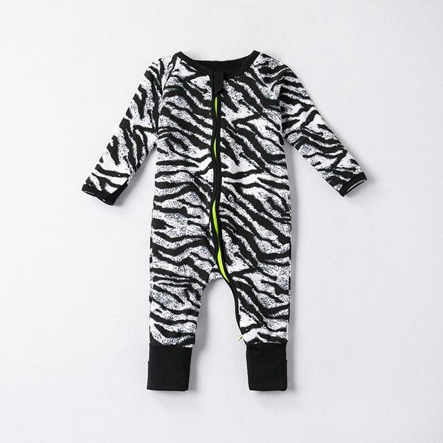 Printed Zipper Up Infant Rompers