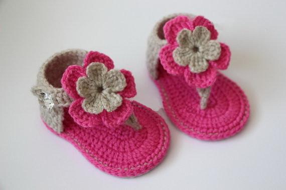 Crocheted Cute Baby Girl Sandals